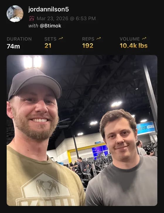 Jordan's shared workout post