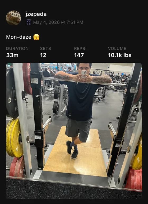 Joseph's shared workout post