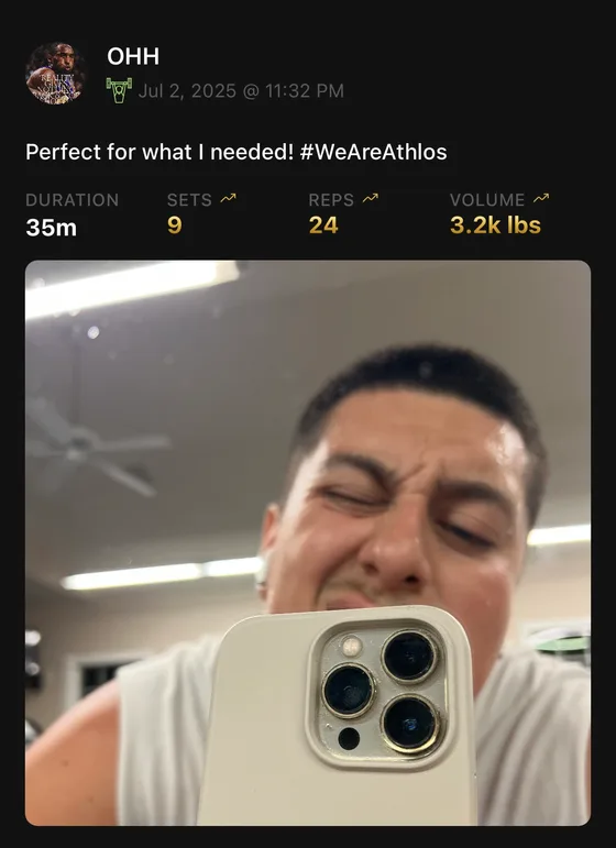 Orlando's shared workout post